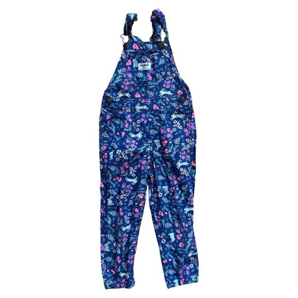 Toddler Girls Oshkosh B'gosh Multi Floral Printed Overalls Coverall - Sz 4T - Picture 2 of 4